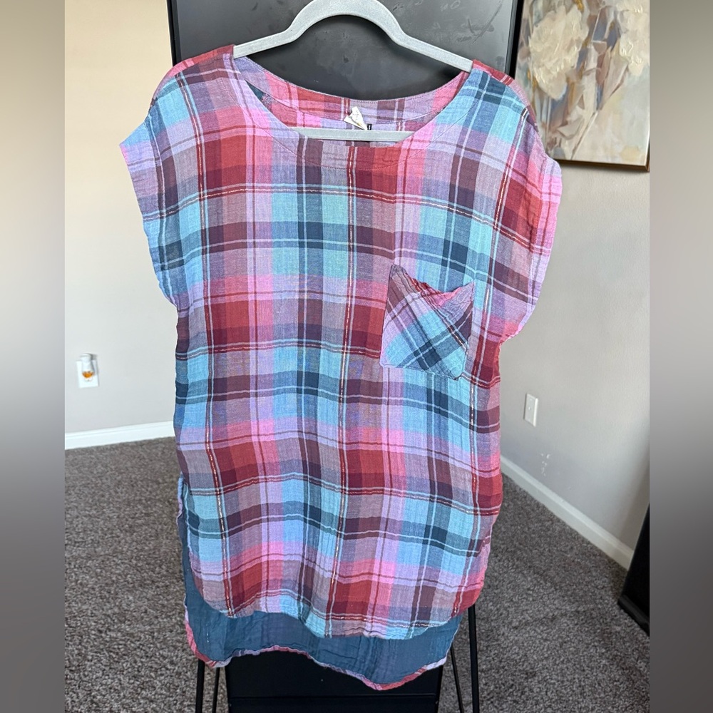 Anthropologie Akemi + Kin Multicolor Plaid Top